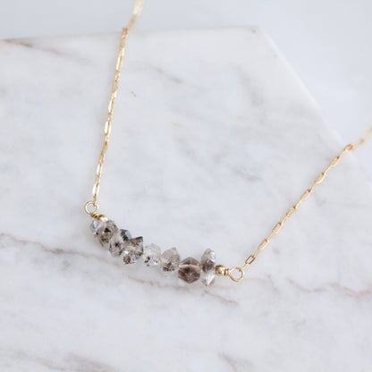 Mesa Blue - Herkimer Diamond Chip Necklace - Gold Filled