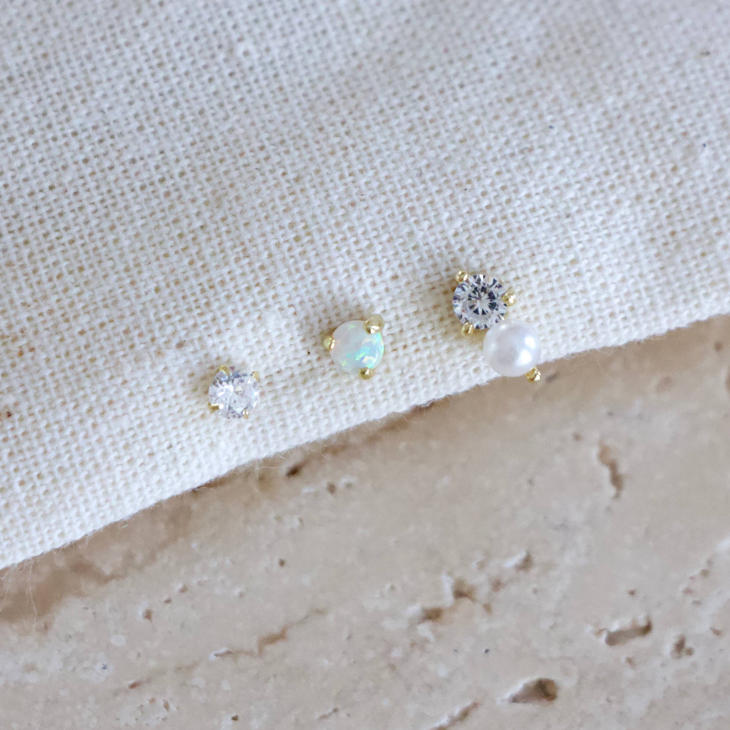 Mesa Blue - Opal, Pearl, CZ Earring Set, Hypoallergenic, Sterling 