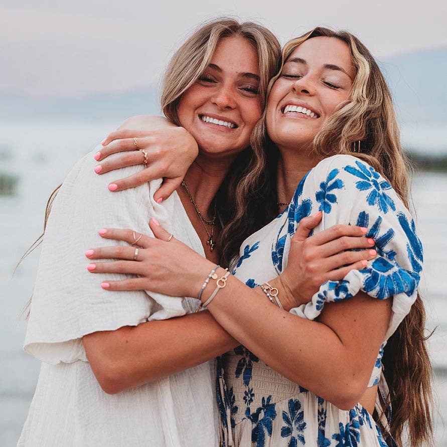 K'lani hair tie bracelets - "Sisters" Gold & Pearl Shareable Hair Tie Bracelet Set