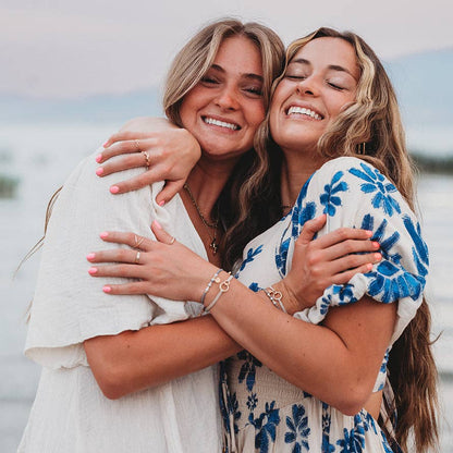 K'lani hair tie bracelets - "Sisters" Gold & Pearl Shareable Hair Tie Bracelet Set