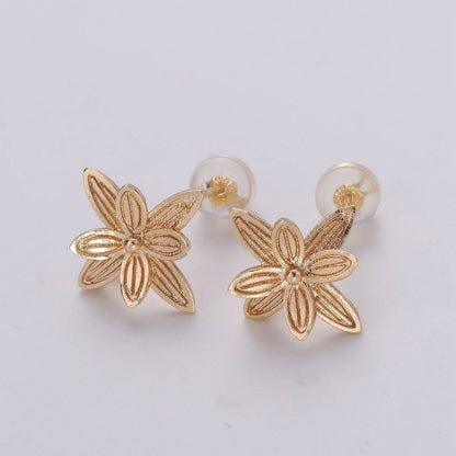 Aim Eternal - 1 Pair Dainty Gold Filled Blooming Flower Studs - L018