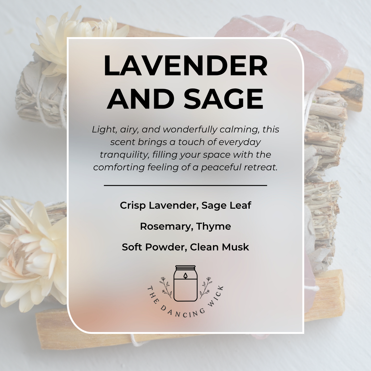THE DANCING WICK CANDLES - Lavender & Sage Soy Candle | Clean Spa-Inspired Herbal Scent