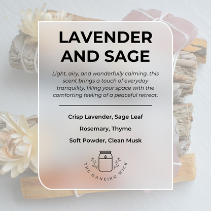 THE DANCING WICK CANDLES - Lavender & Sage Soy Candle | Clean Spa-Inspired Herbal Scent