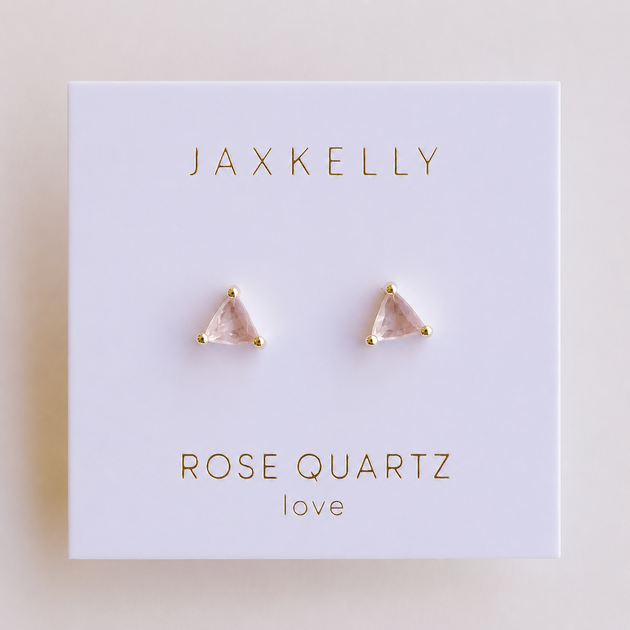 JaxKelly - Mini Energy Gem - Rose Quartz - Gold Earrings