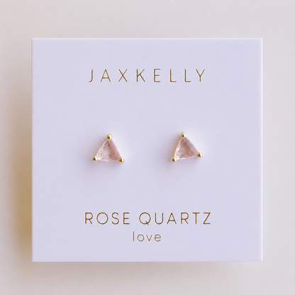 JaxKelly - Mini Energy Gem - Rose Quartz - Gold Earrings