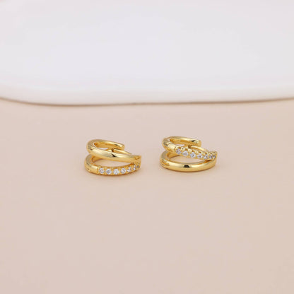 Melange Blanc - E182 double hoop huggie earring, double hoop earring