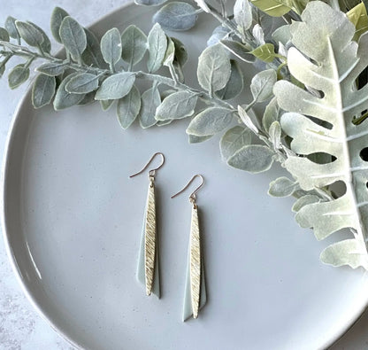 Ethereal Clay - Boho Clay Dangles, Brass Dagger Charm, Spring Style