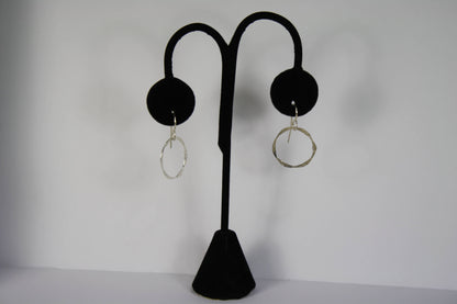 ER61 Ken’s handcrafted jewelry - Sterling Silver Earrings Circle Hammered