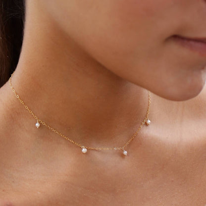 Token Jewelry - Delicate Pearl Necklace in 14k Gold Fill or Sterling Silver 