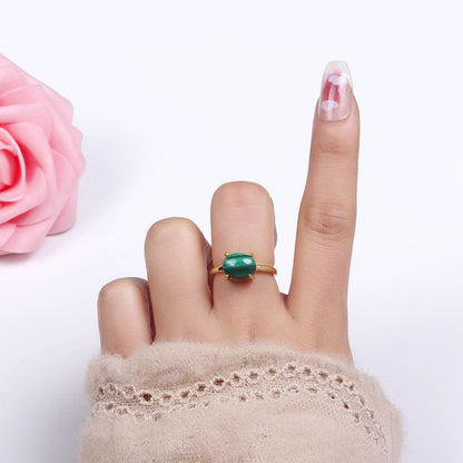 Aim Eternal - 14K Gold Filled Malachite Gemstone Oval Solitaire Ring