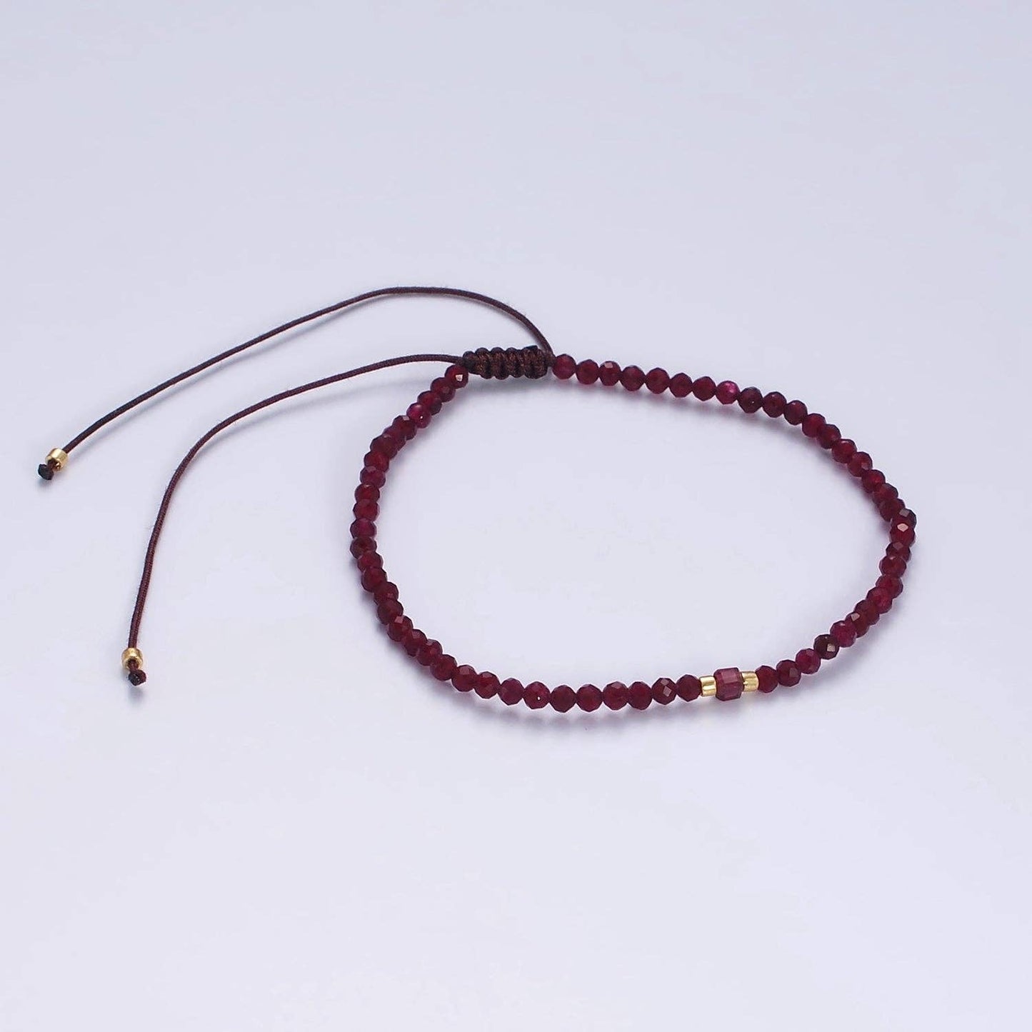 Aim Eternal - 14K Gold Filled Garnet Multifaceted Red Rope Adjustable Friendship Bracelet | WA-2016 ~ WA-2164