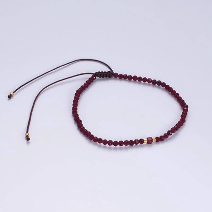 Aim Eternal - 14K Gold Filled Garnet Multifaceted Red Rope Adjustable Friendship Bracelet | WA-2016 ~ WA-2164