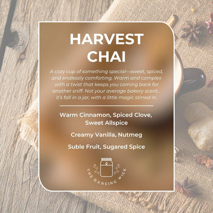 DWC104 THE DANCING WICK CANDLES - Harvest Chai Fall Soy Candle | 4 & 9 oz Amber Jar Wholesale