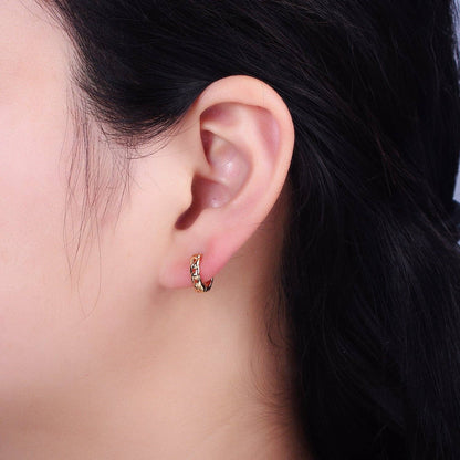 Aim Eternal - Dainty Gold Curb Link Chain Minimalist Huggie Earrings