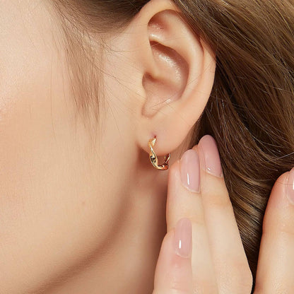Melange Blanc - Ariel twisted huggie hoop earrings, twist hoop earrings