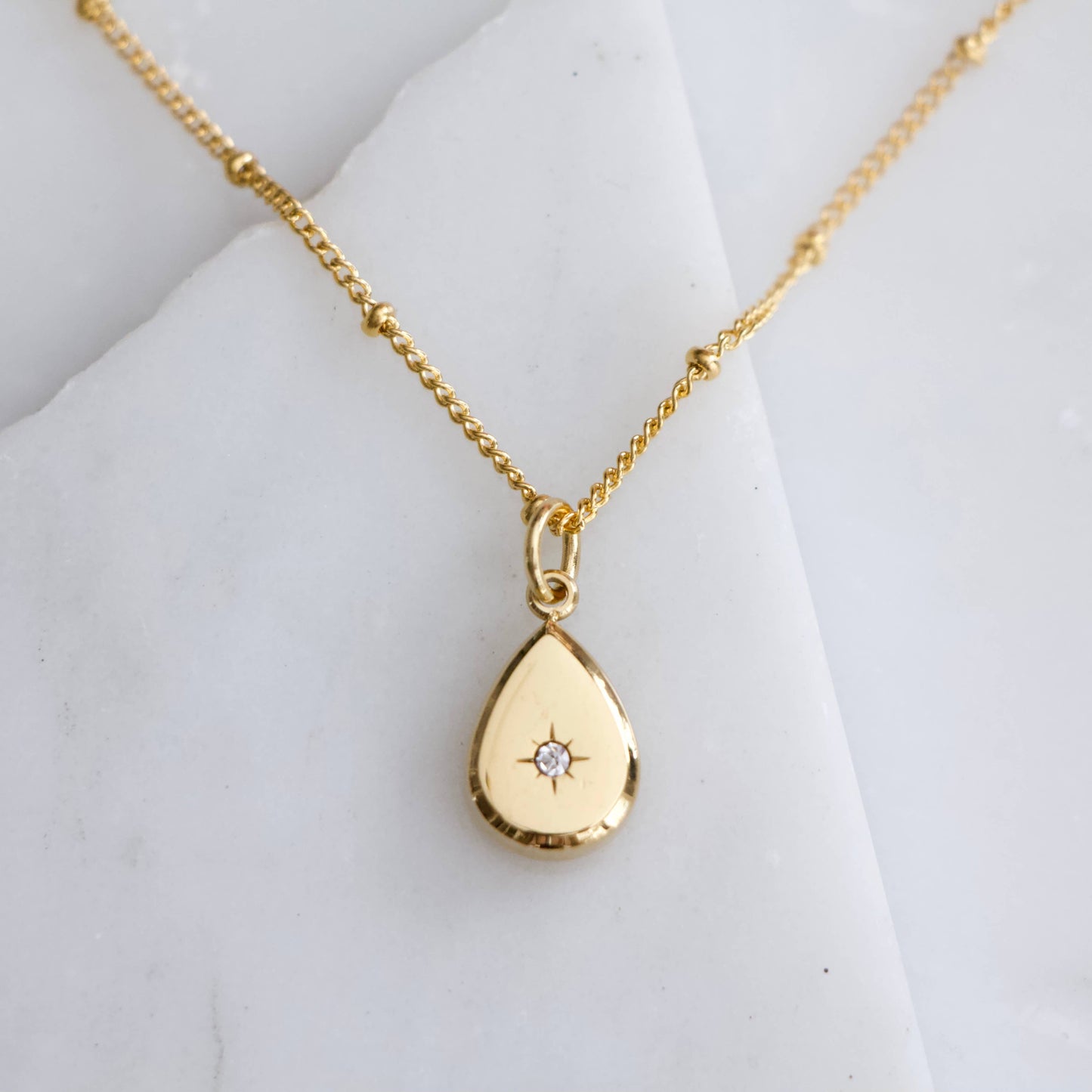 Mesa Blue - Zircon Teardrop Necklace - Waterproof 