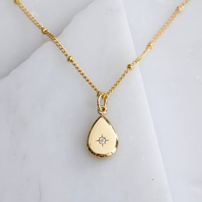 Mesa Blue - Zircon Teardrop Necklace - Waterproof 