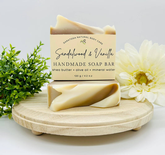 SARATOGA NATURAL BODY CARE LLC - Sandalwood Vanilla Handmade Soap Bar VEGAN COLD PROCESS