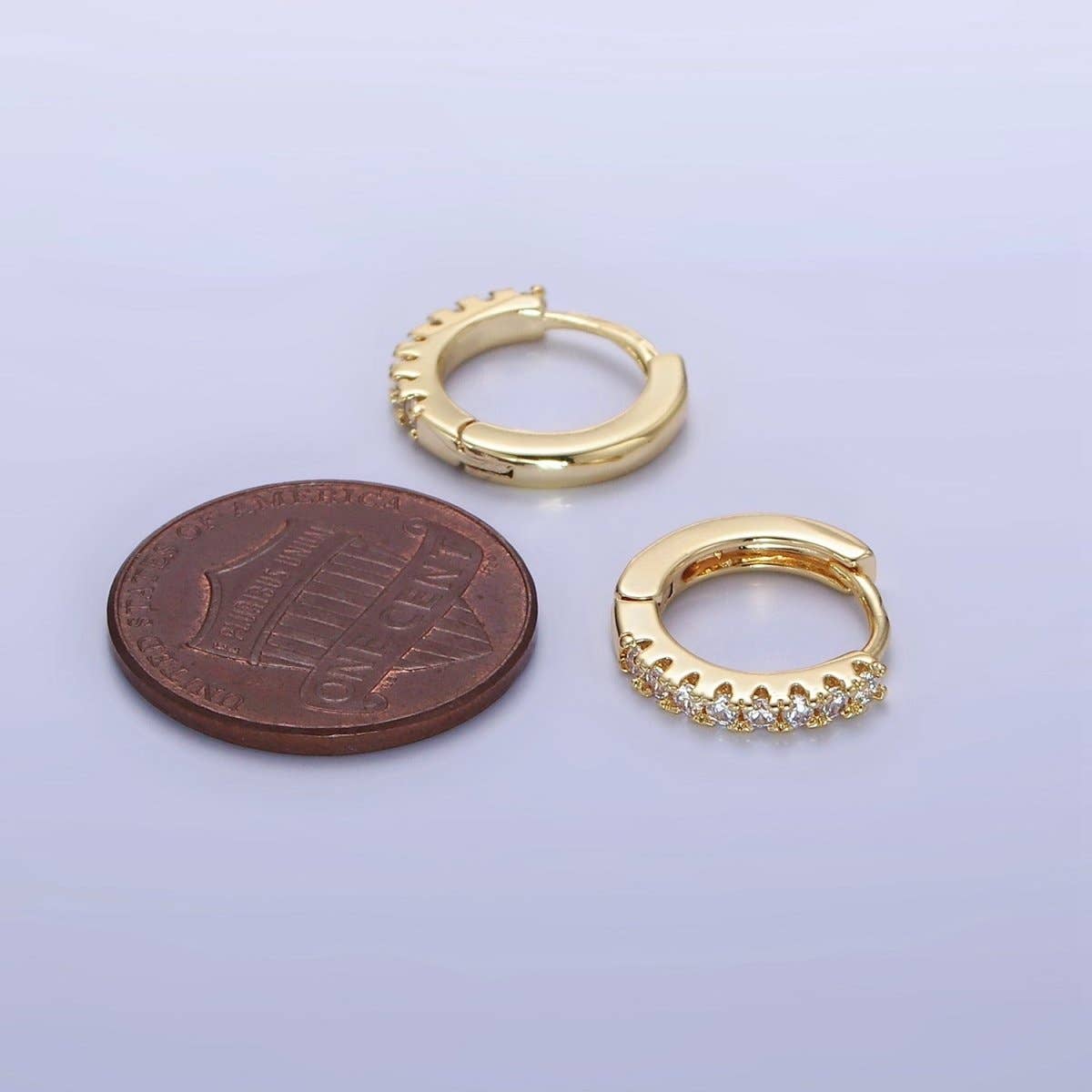 Aim Eternal - 14K Gold Filled 15mm Micro Paved Huggie Earrings | P079