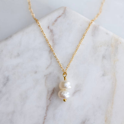 Mesa Blue - Mini Pearl Drop Necklace - Gold Filled