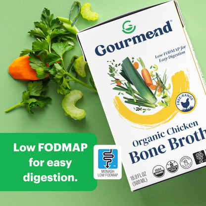 Gourmend Foods - Chicken Bone Broth (Organic, Just 7 Ingredients, Low FODMAP)