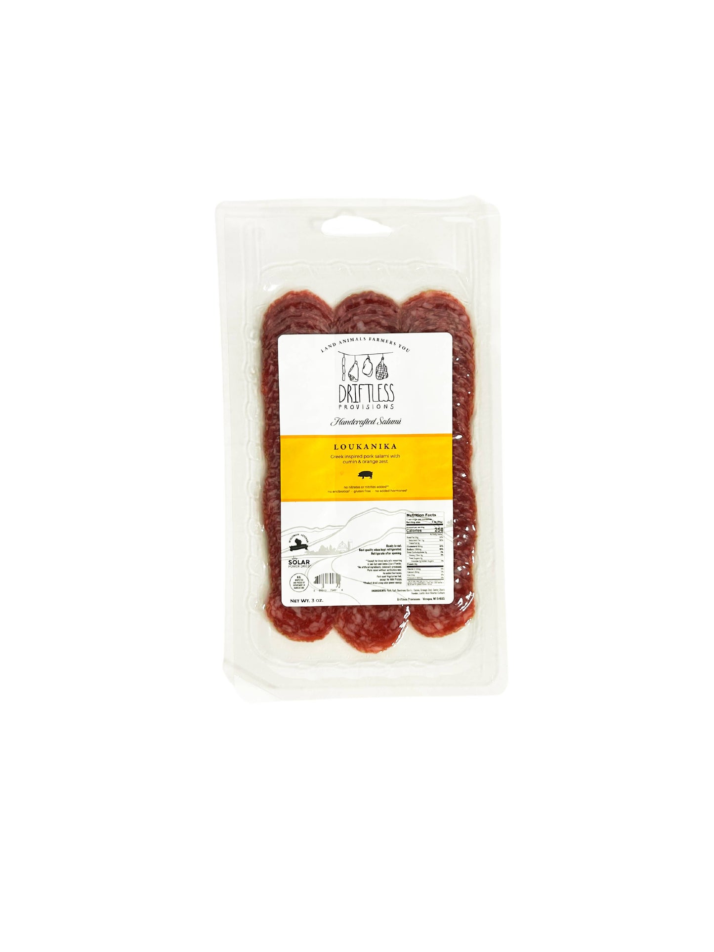 Driftless Provisions - Pre-Sliced Loukanika Salami - 3oz