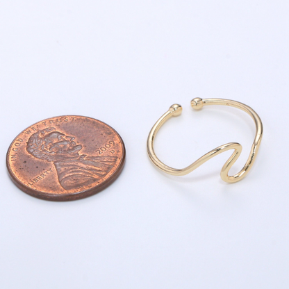 Aim Eternal - Minimalist Ring Gold Open Ring Wave Curvy Ring, Thin Ring Go