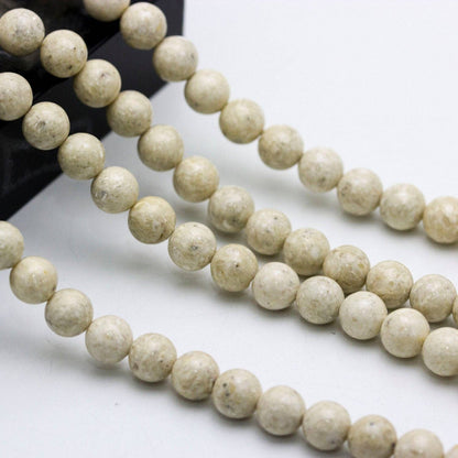 CRCBEADS - Natural River Stone Smooth Round Size 4mm 6mm 8mm 10mm 12mm 15.5" Strand