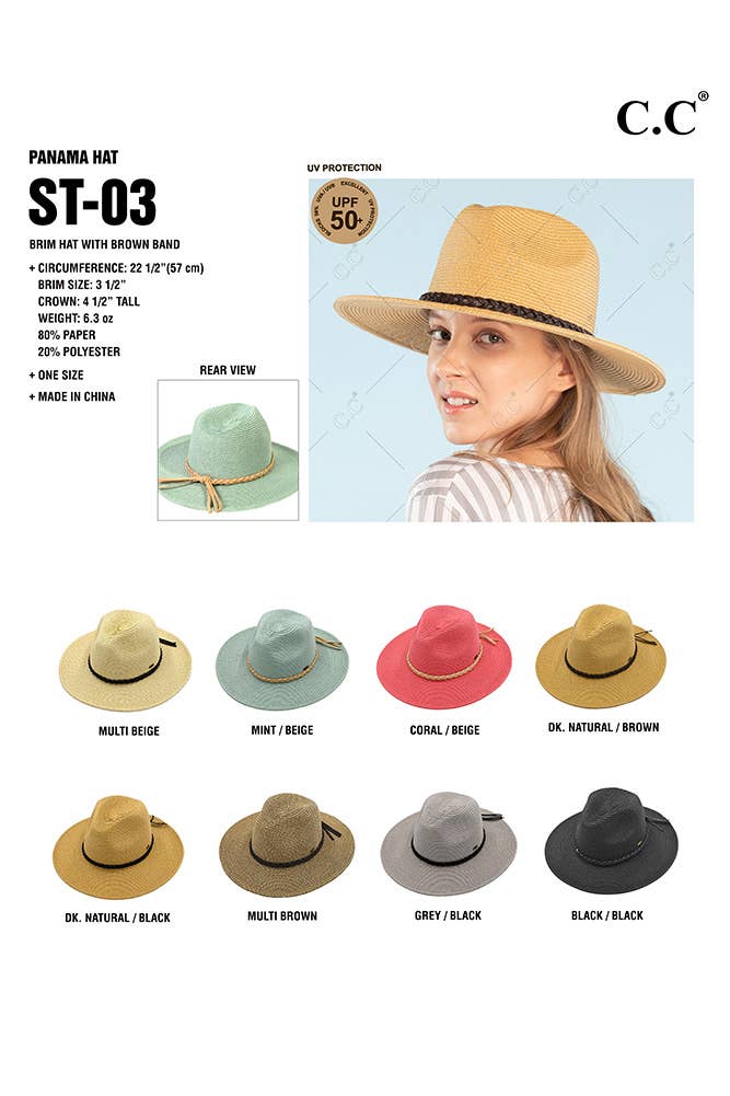Hana - C.C Straw Panama Hat with Tied Ribbon