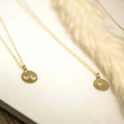 Sela+Sage - Double Heart Necklace, Two Matte Coin Pendant Necklace (2)