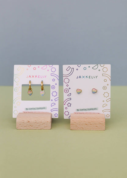 JaxKelly - Heart Enamel Flat Back Kids Earrings