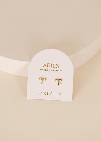 JaxKelly - Zodiac Gold Earrings - Aries