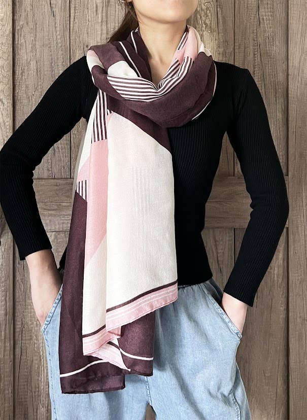Pink Multi Geometric Wrap Scarf