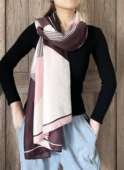 Pink Multi Geometric Wrap Scarf