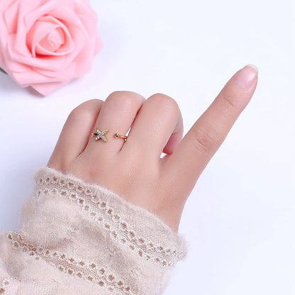 Aim Eternal - Dainty Star Ring - Minimalist Ring - Celestial Jewelry Stacking Rings Thin Gold Filled Band Ring Open Adjustable Jewelry S-518