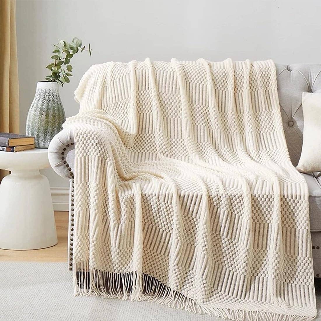 Fennco Styles - Waffle Stripe 50x60 Inch Throw Blanket
