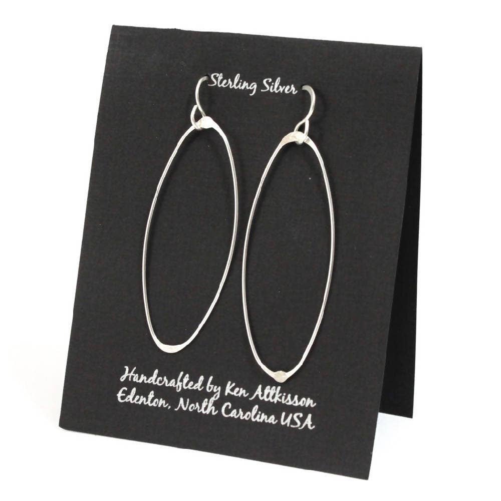 ER292 Ken’s handcrafted jewelry - Sterling Silver Earrings Medium Ovals