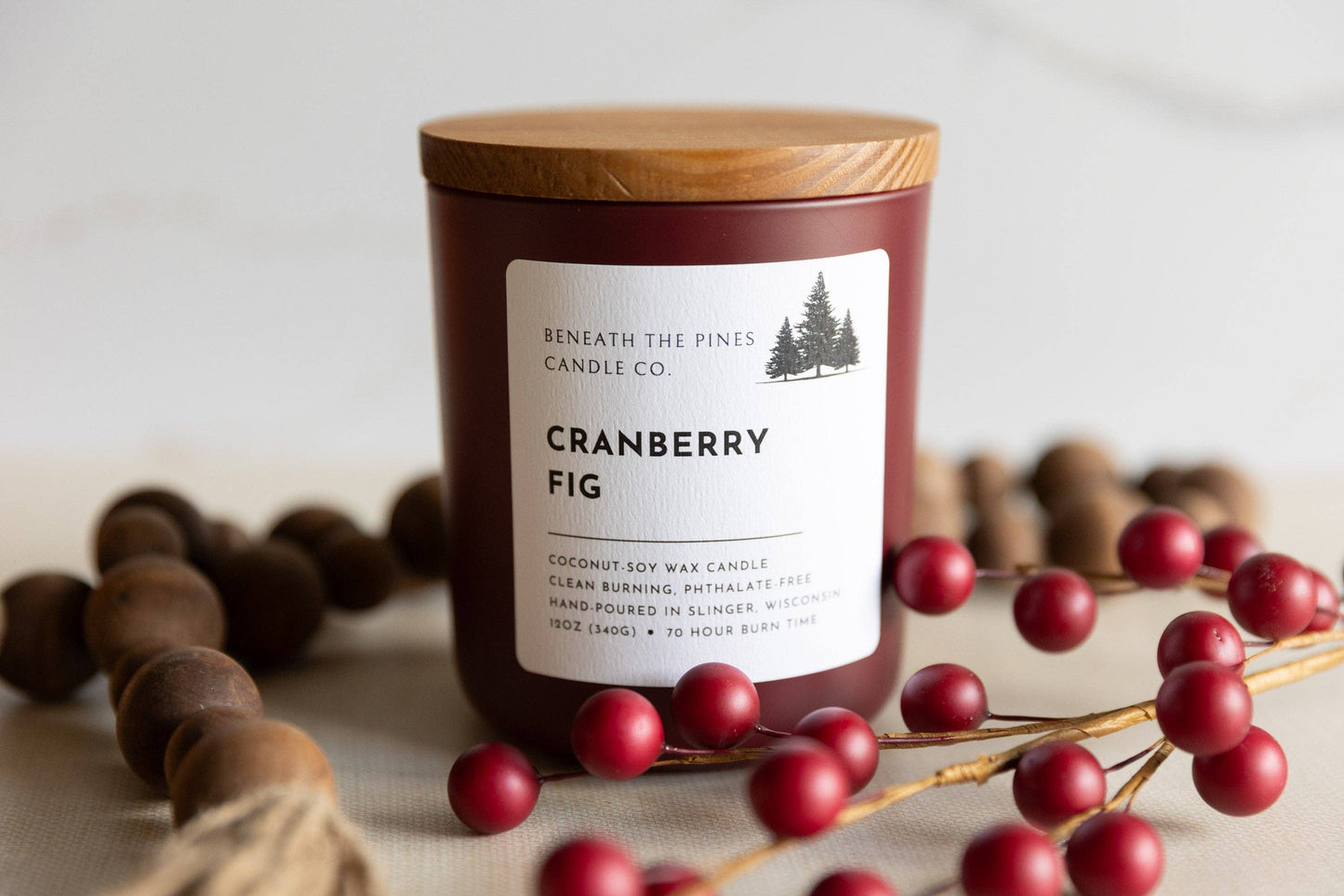 Beneath The Pines Candle Co. - Cranberry Fig: Coconut-Soy Candle