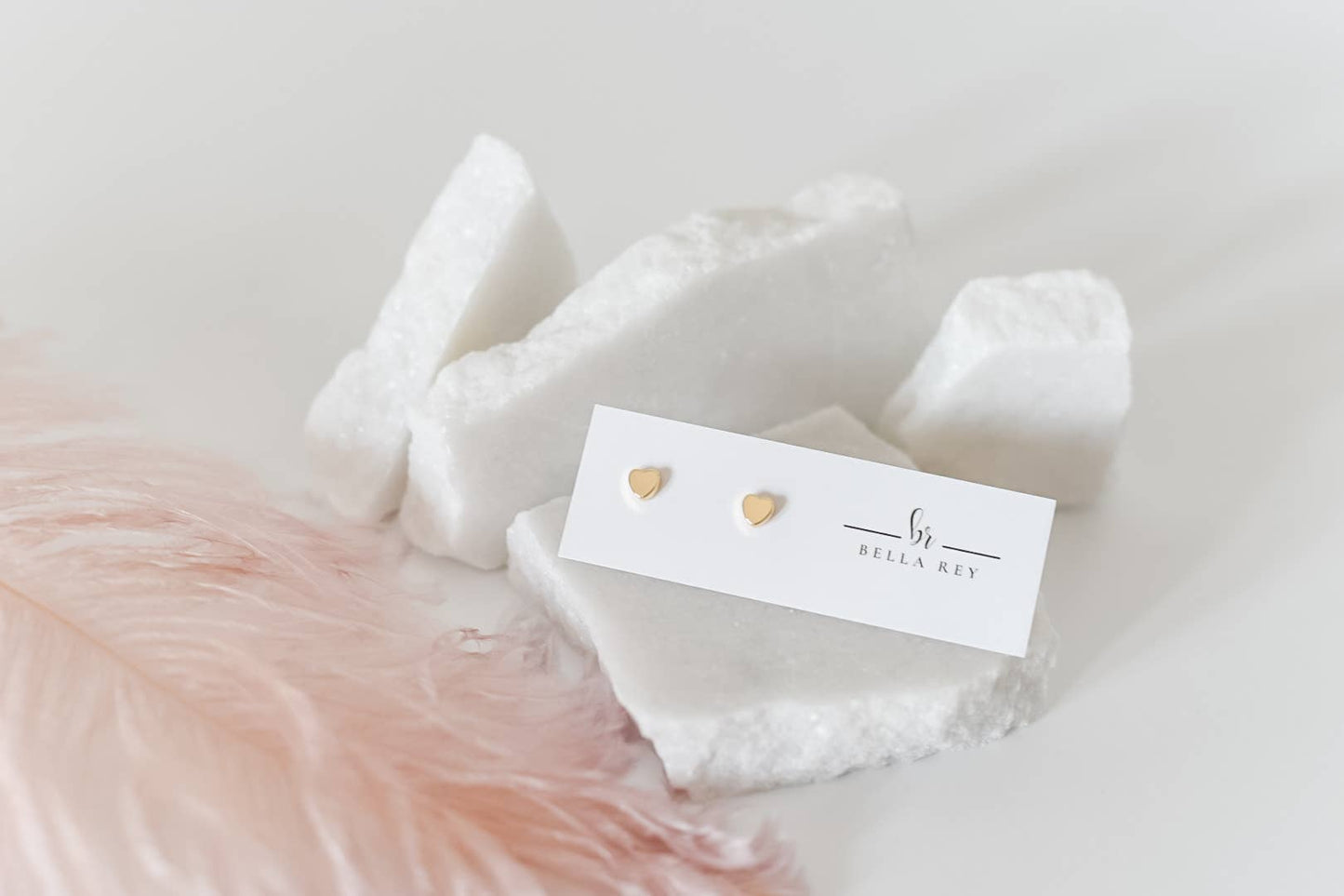 Bella Rey jewelry - The Corley 18k gold plated heart stud earrings