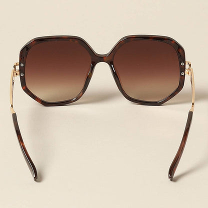 Fashion City - Women's Unique Temples Geometric Sunglasses