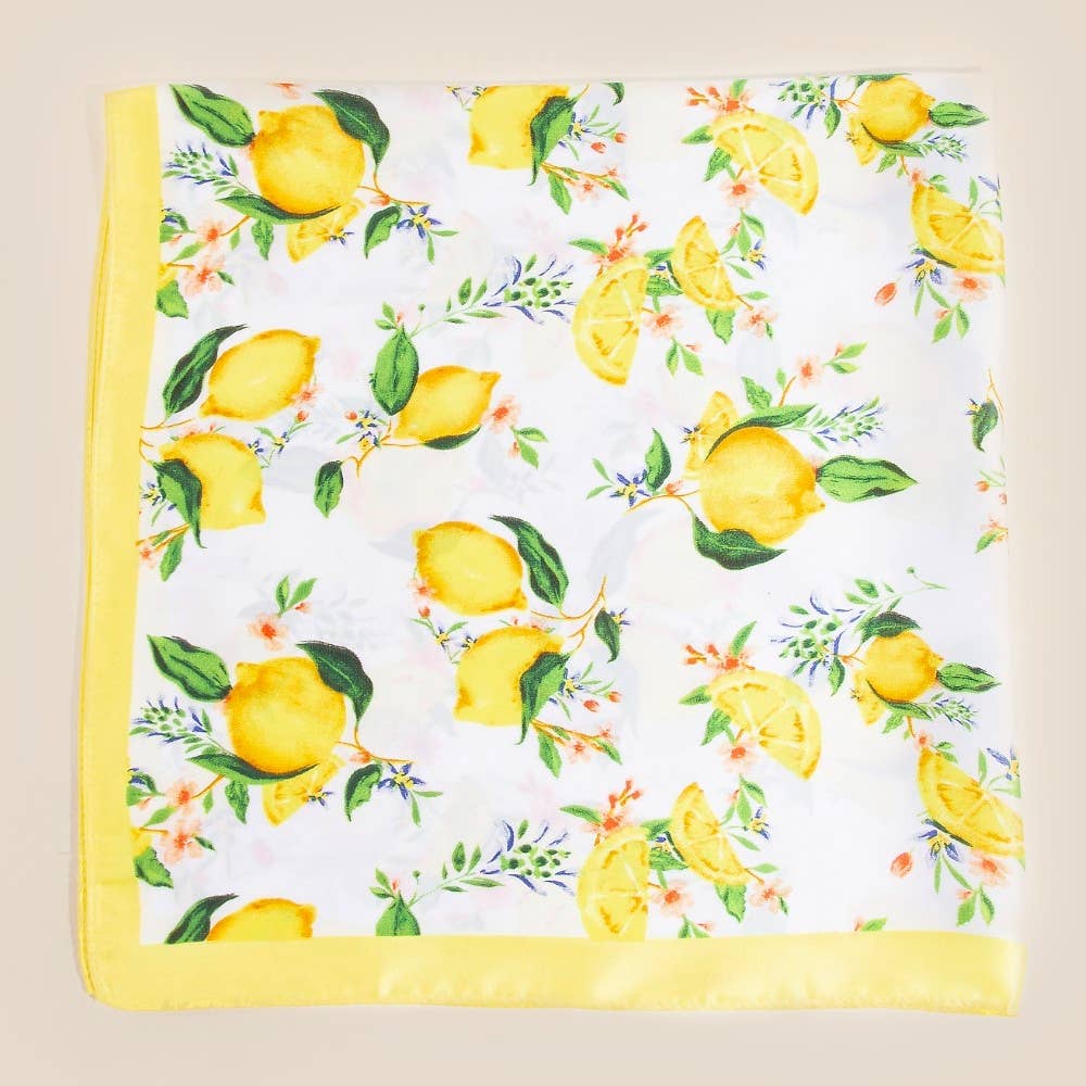 Anarchy Street - Lemons And Flowers Print Square Bandana Scarf