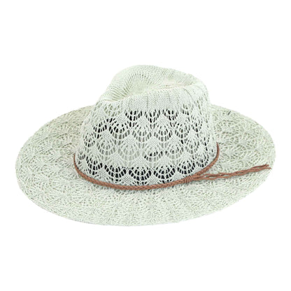 MiMi Wholesale - KP013 Horseshoe Lace With Braided Suede Trim Panama Hat