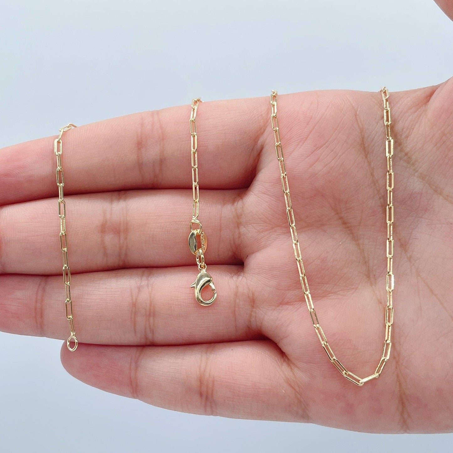 Milie Jewels - 18k Gold Filled 2mm Dainty Paper Clip Chain Necklace for Who