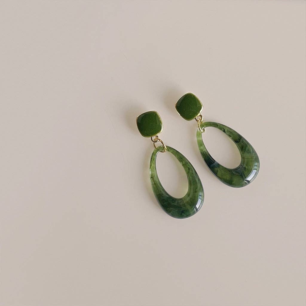 Dipped Shop - Green Geometric Resin Drop Dangle Earrings DP25E593