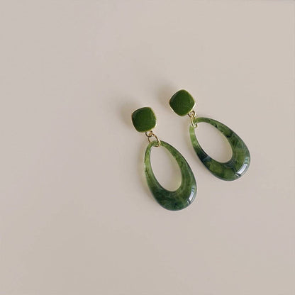Dipped Shop - Green Geometric Resin Drop Dangle Earrings DP25E593