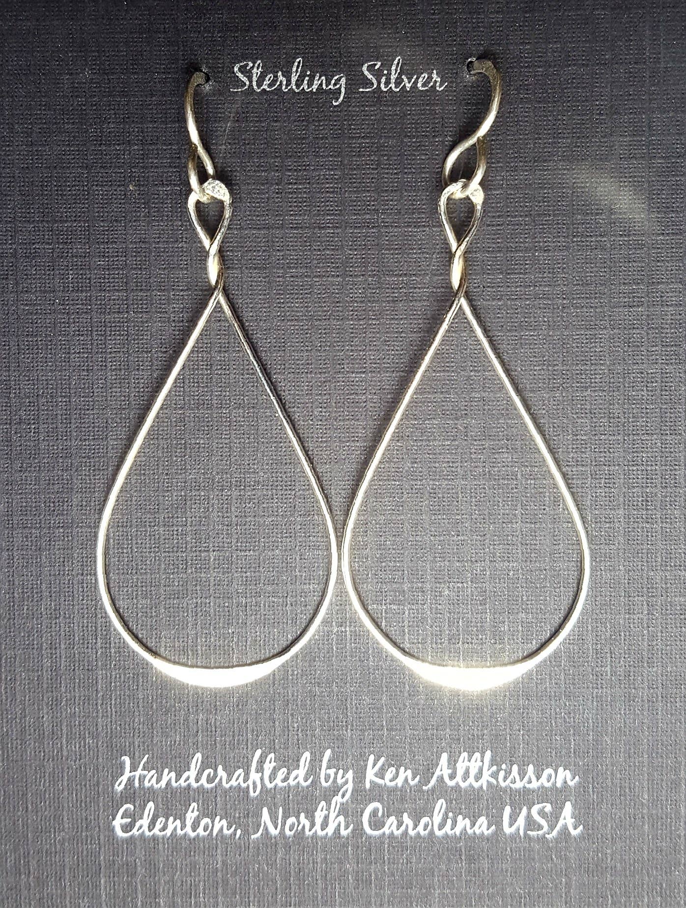 ER395 Ken’s handcrafted jewelry - Sterling Silver Twist/Medium Tear Drop