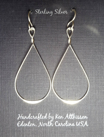 ER395 Ken’s handcrafted jewelry - Sterling Silver Twist/Medium Tear Drop