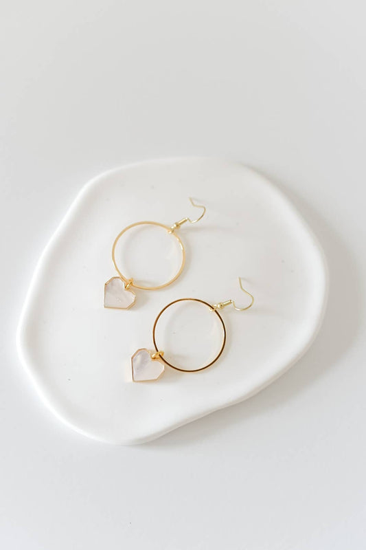 Bella Rey jewelry - Jenni pearl heart 18k gold plated earrings | hypoallergenic