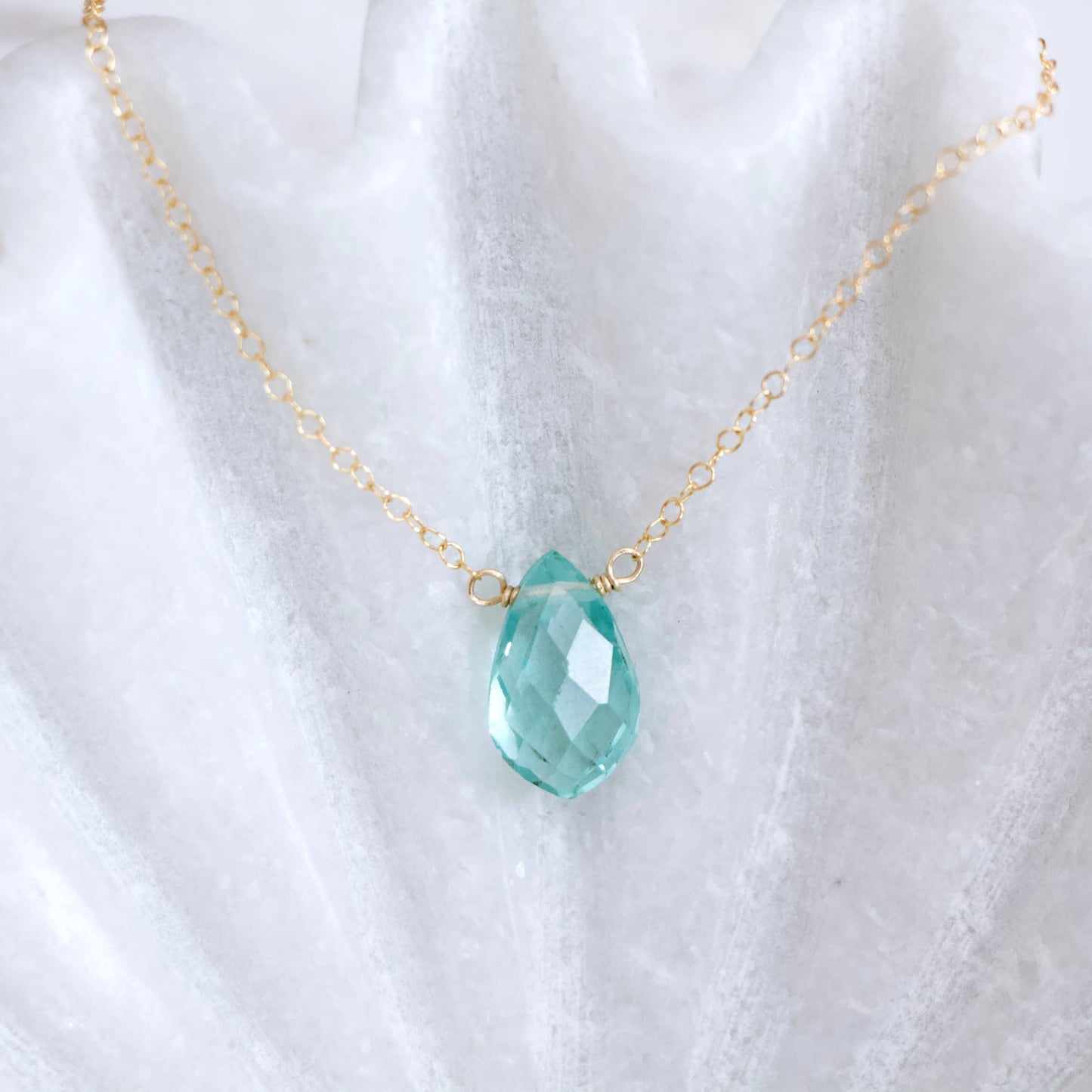 Mesa Blue - Aquamarine Quartz Necklace - Gold Filled