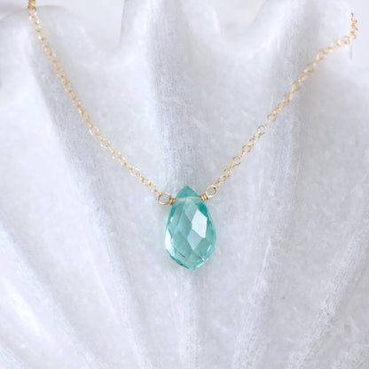 Mesa Blue - Aquamarine Quartz Necklace - Gold Filled